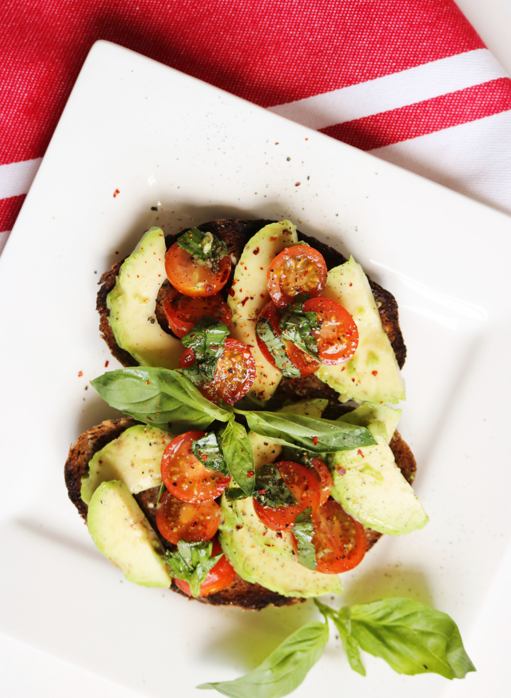Avocado & Basil Tomatoes on Toast