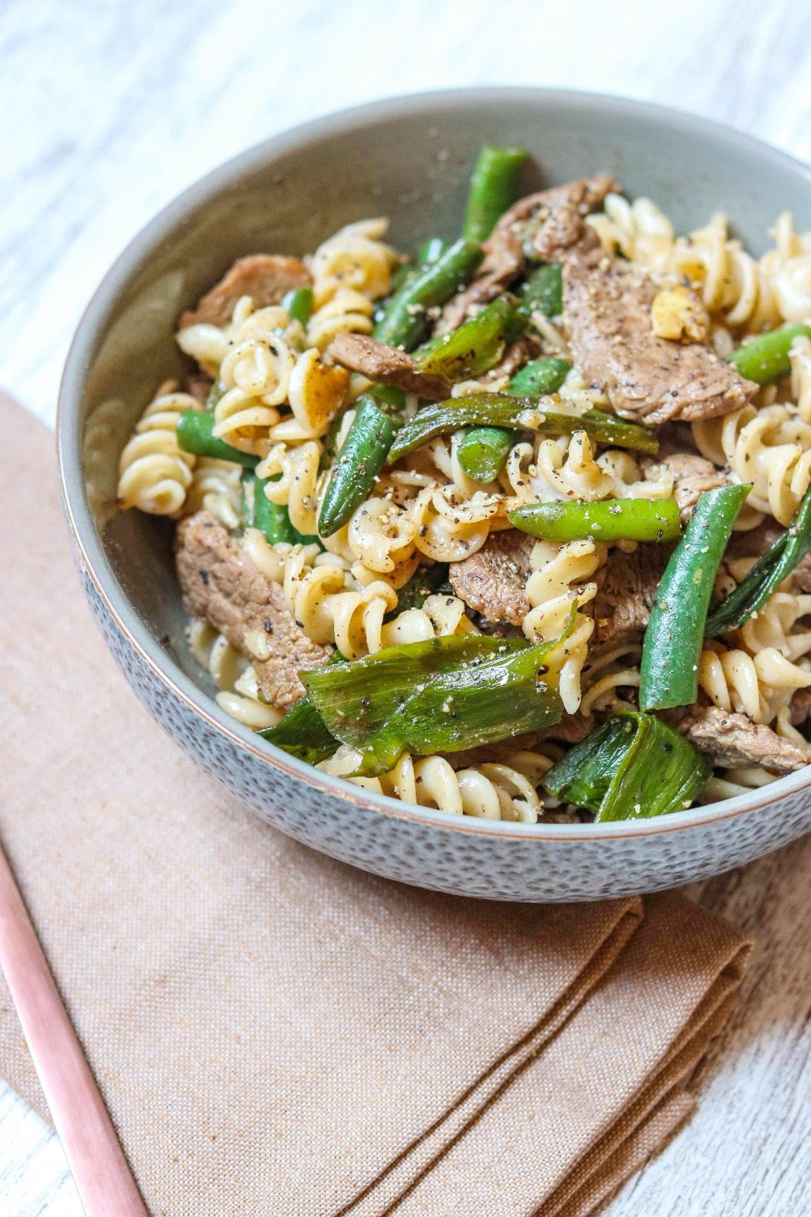 Beef & Green Beans Pasta In Soy Sauce