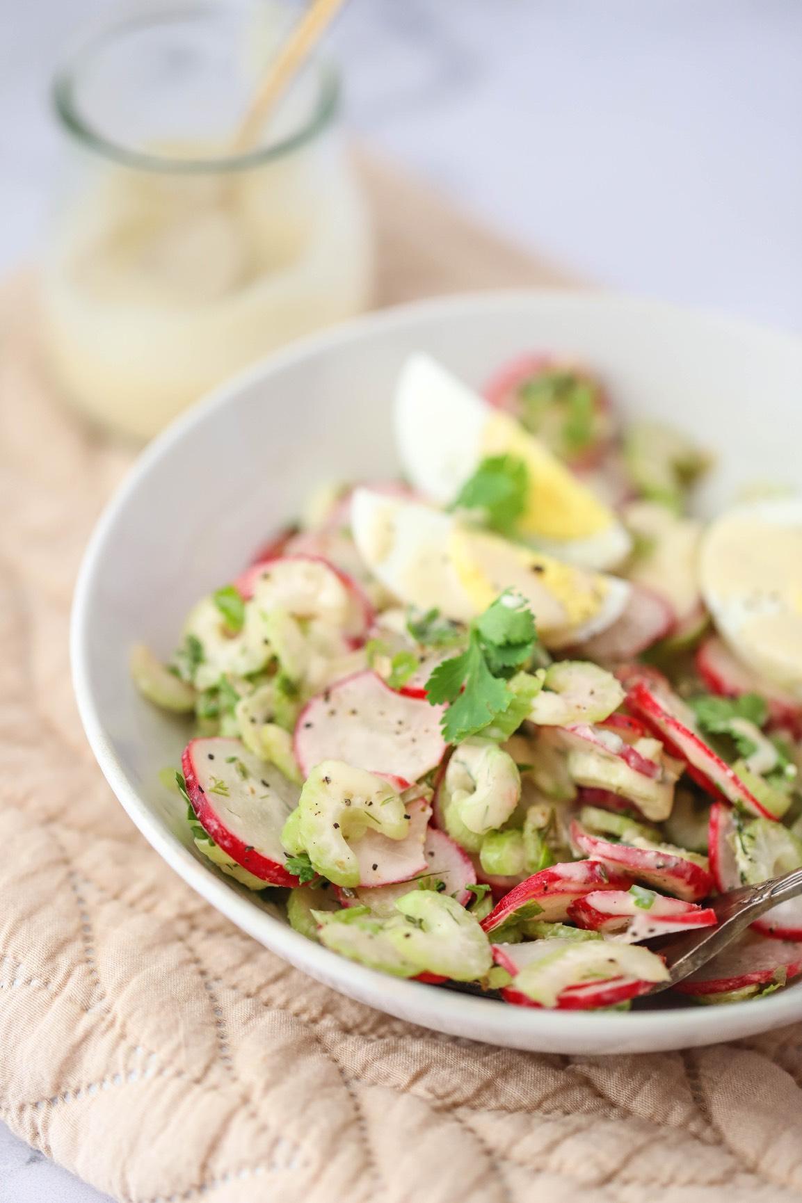 Celery & Herb Salad With Eggs & Anchovy Dressing