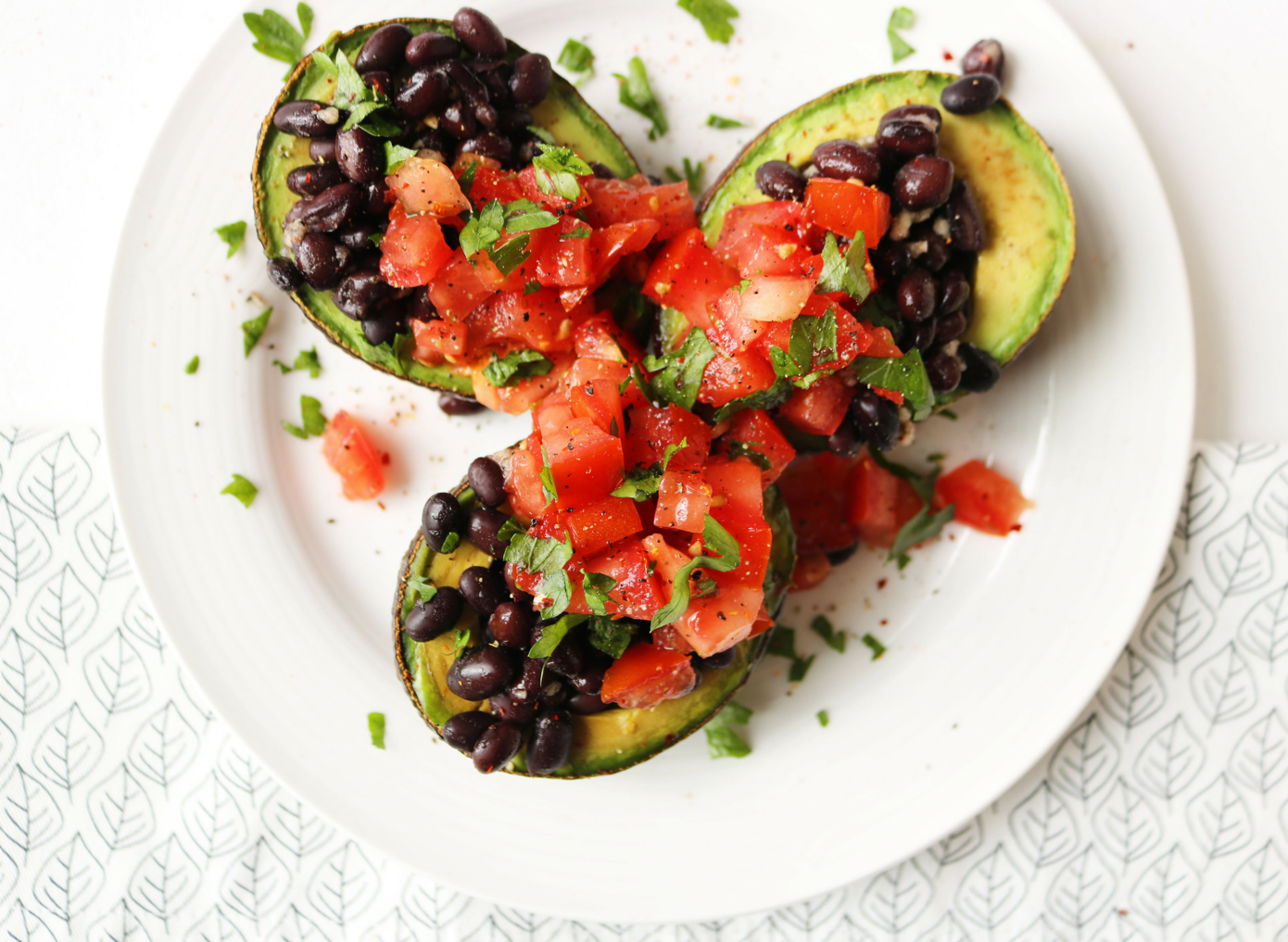 Grilled Avo With Black Beans & Salsa