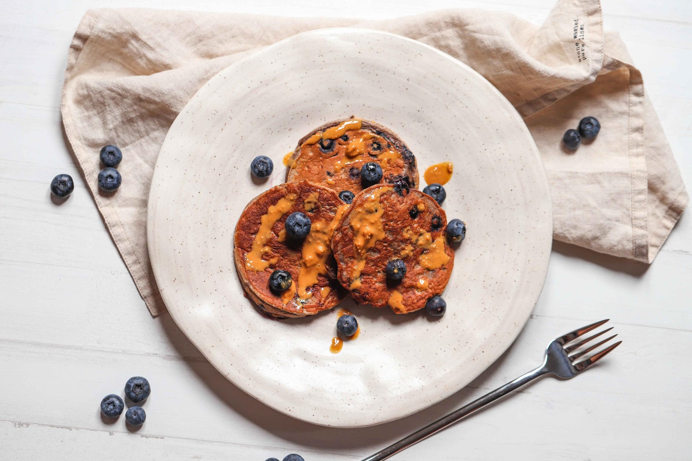 High Protein Blueberry Pancakes