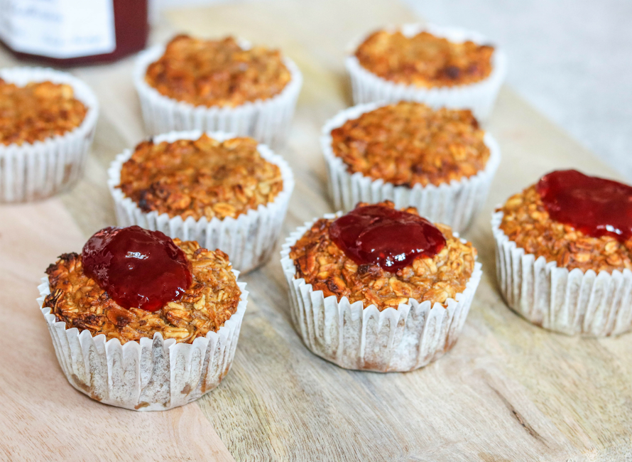 Peanut Butter & Jam Oat Muffins