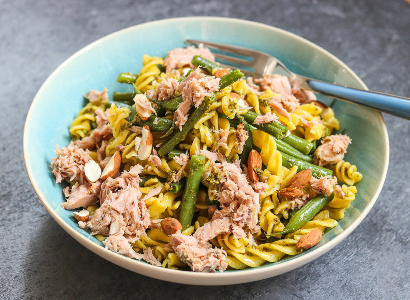 Pesto Pasta With Tuna & Almonds