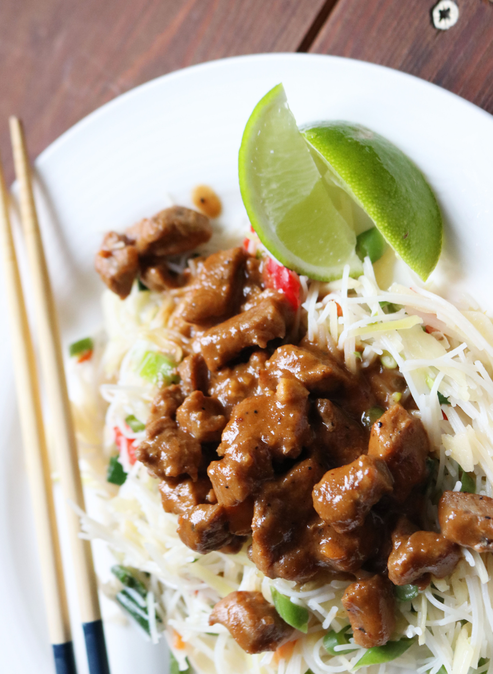 Pork in Satay Sauce With Asian Noodles