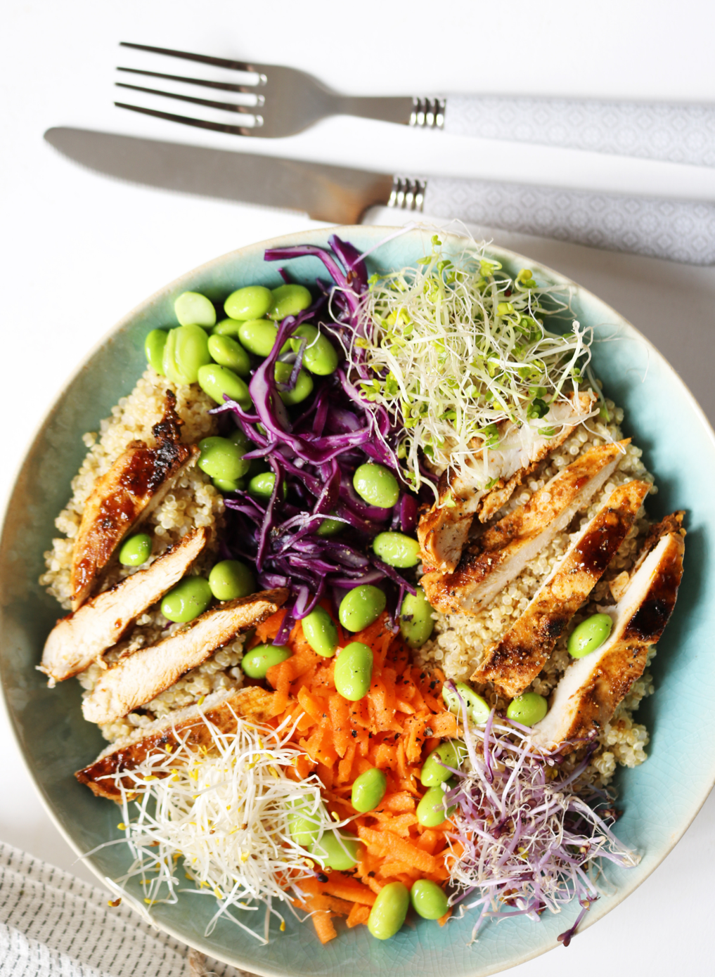 Rainbow Quinoa Salad With Grilled Turkey