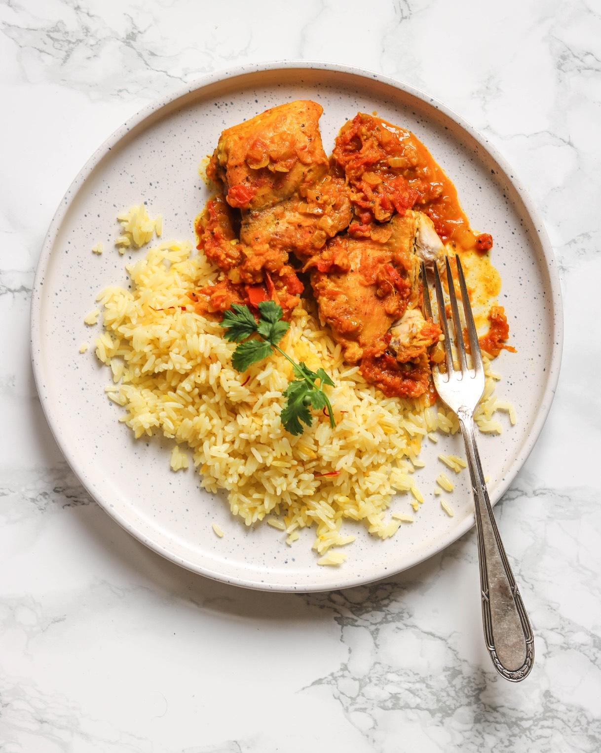 Simple Chicken Curry With Saffron Rice