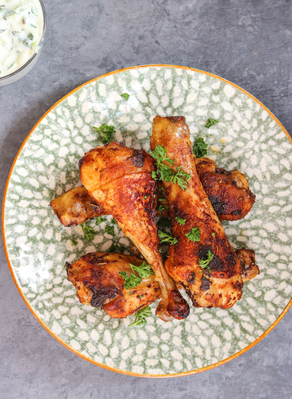 Spicy Chicken Drumsticks With Tzatziki