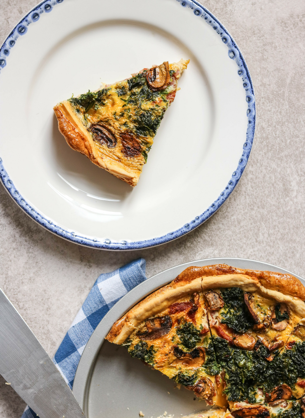 Spinach, Mushroom & Bacon Quiche