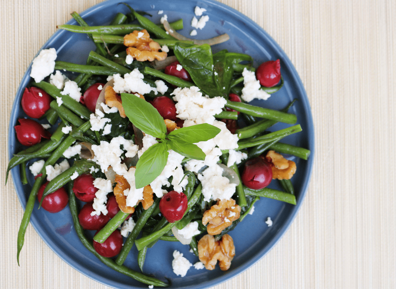 Spinach Salad With Cherries & Basil