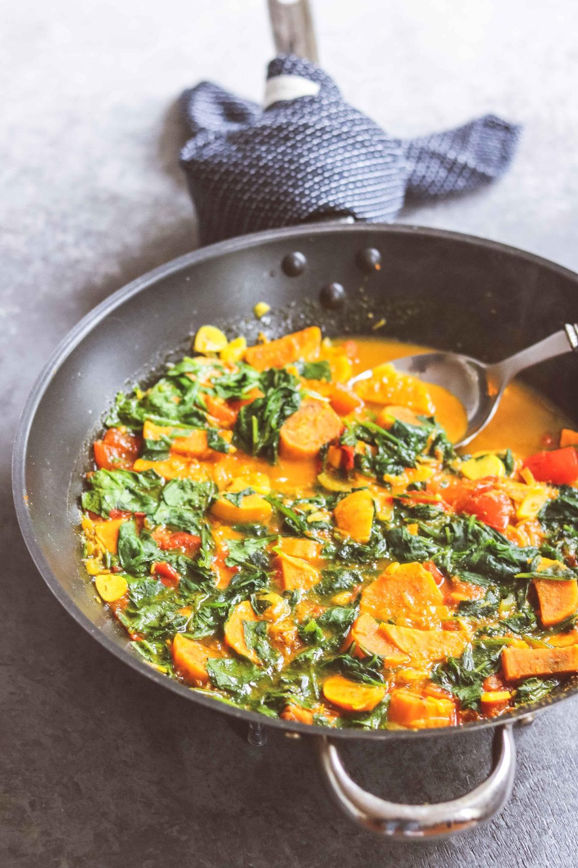 Sweet Potato Saag Aloo