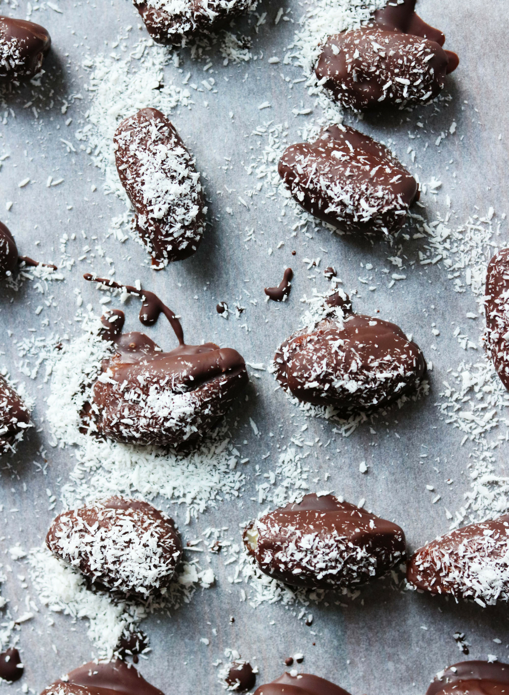 Tahini Stuffed Dates In Dark Chocolate