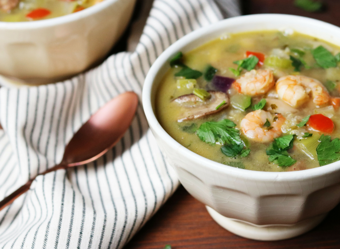 Vegetable Bean Soup With Shrimps