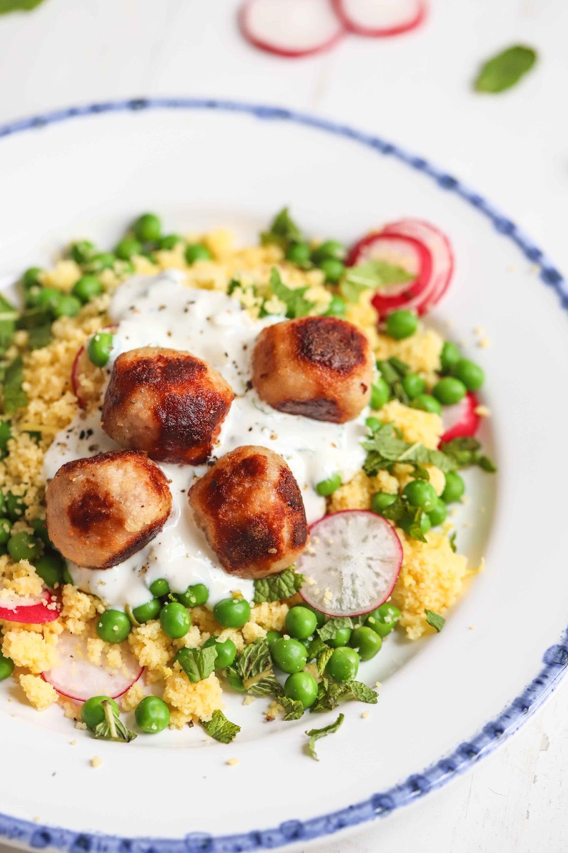 Zesty Turkey Meatballs With Couscous Salad